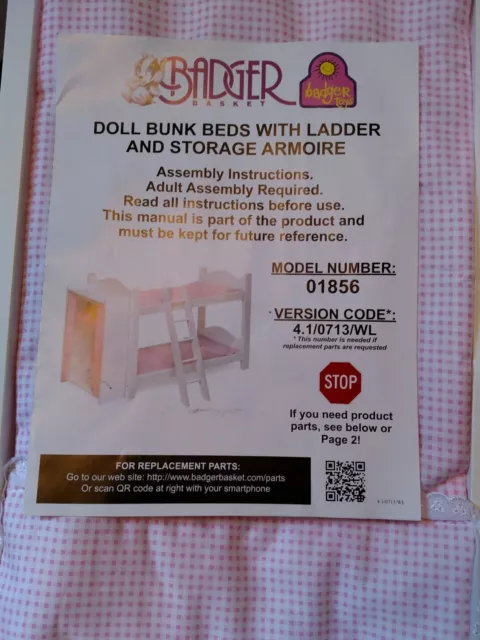 Doll Bunk Bed Fits American Girl Dolls Furniture Mattress Bedding Armoire Ladder