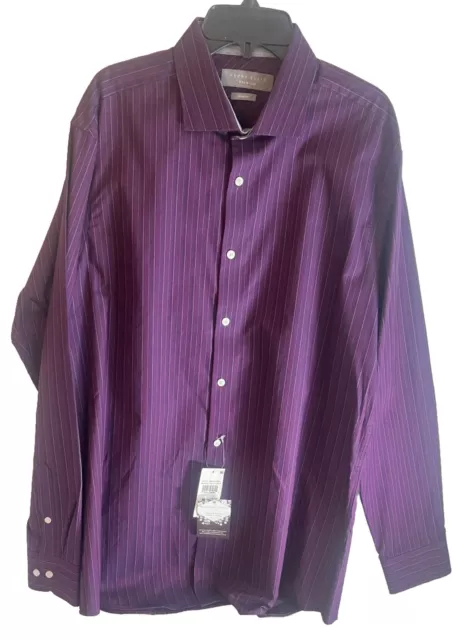 Perry Ellis Shirt 16 x 34/35 15.5 x34/35 Men's Dk Purple Stripe Slim Prem $69.50