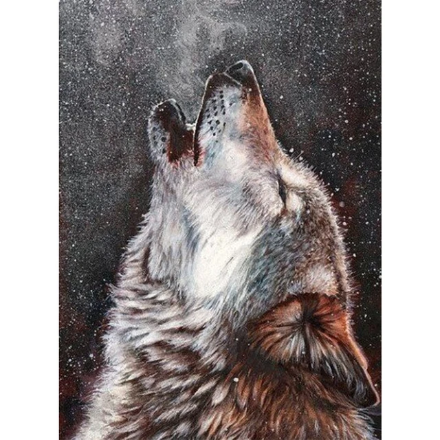 40X50cm Pintura al Óleo Sin Marco Por Números Lobo Aullador Pintura Lona Imagen Artesanía