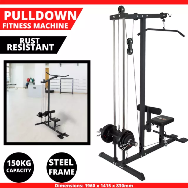 Lat PullDown Low Row Fitness Machine Loaded Weights Plates Home Gym