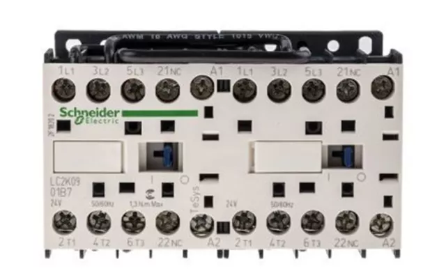 1 x Schneider Electric TeSys K LC2K 3 Pole Reversing Contactor, 3NO, 9 A, 4 kW,