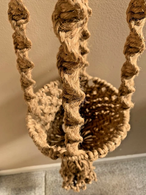 Macrame Jute Plant Hanger HANGING POT HOLDER 60” Ceramic Orange BUTTERFLY (#256) 11