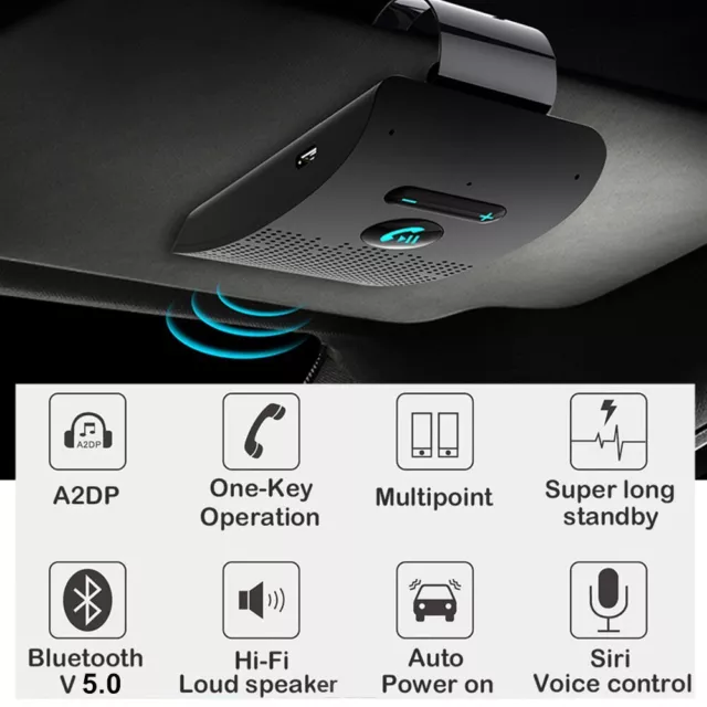 Car Bluetooth Handsfree Car Kit Speaker Phone Sun Visor Clip Black