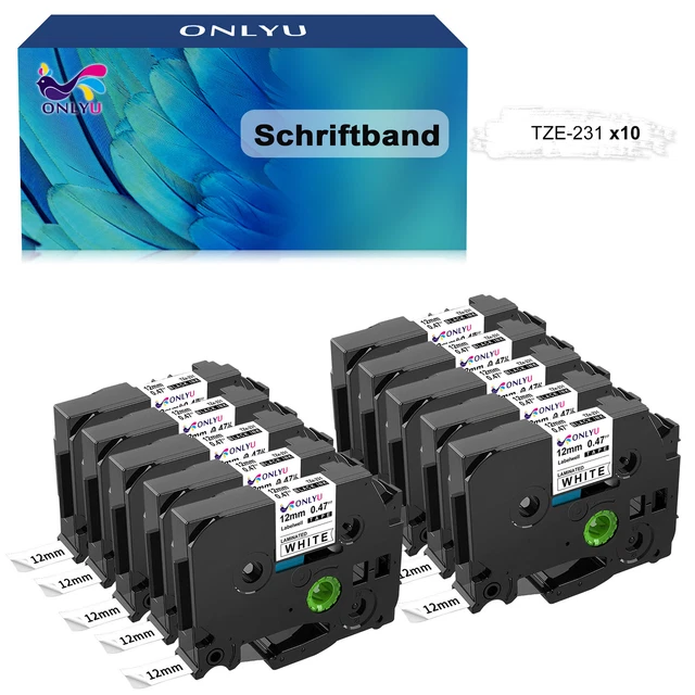 3x Brother TZe-241 Etikettenband 18mm - Schwarz Auf Weiß Für P-touch Beschriftungsgeräte