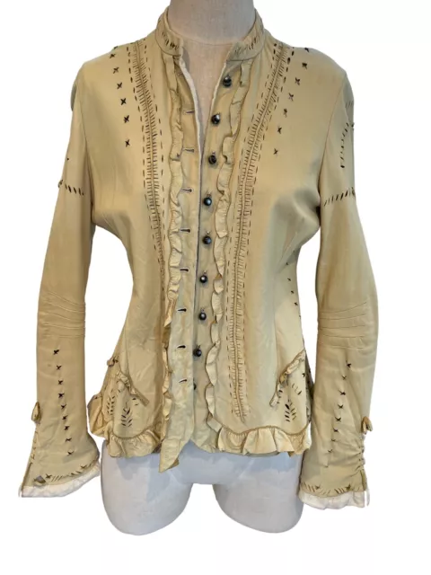 Nigel Preston Boho Victorian Vibe Pierced Leather Jacket Nigel Preston Boho Victorian Vibe Pierced Leather Jacket