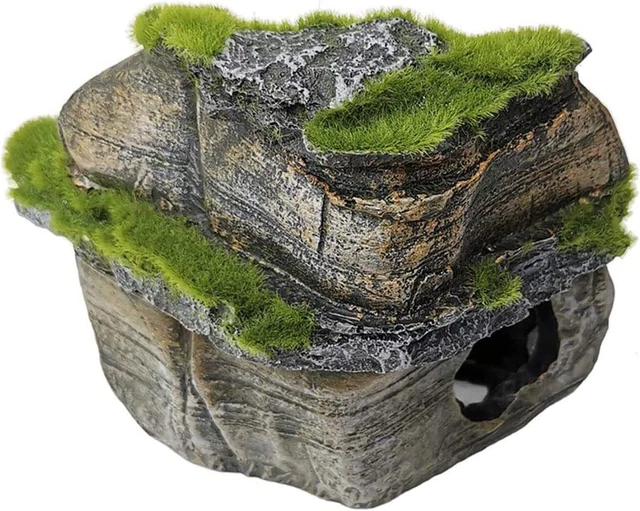 Cave Fish Aquarium Tank ORNAMENT Hiding ROCK FORMATION Stone Cave Cichlid Moss