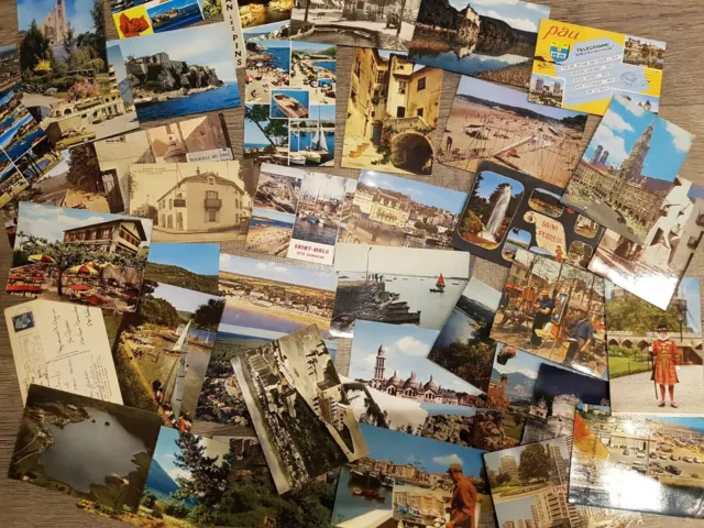 Lot de 49 cartes postales de collection France + étranger couleur + NB