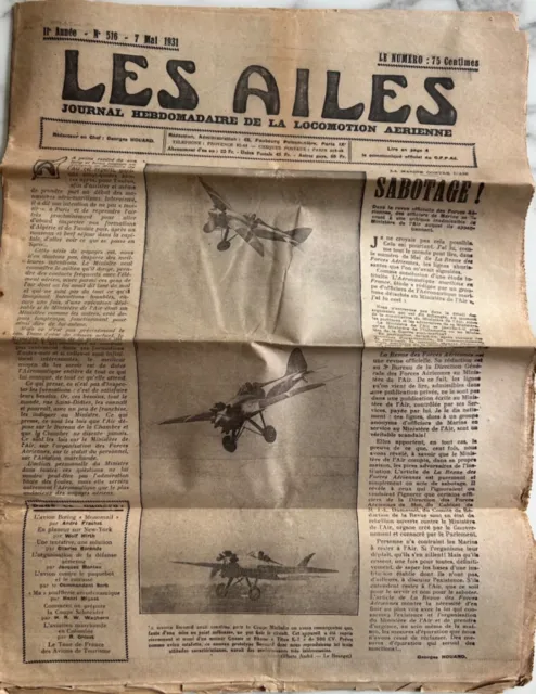 Les Ailes du 7 mai 1931 - Journal hebdomadaire de la locomotion aérienne