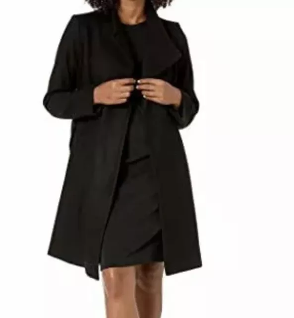 MICHAEL Michael Kors Asymmetric Black Wool Coat Size Large B8906