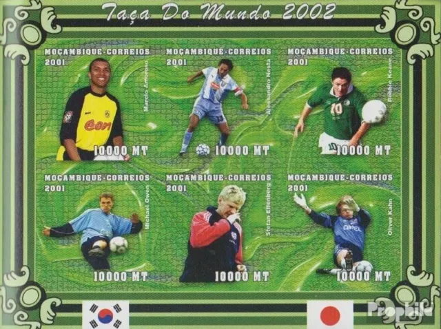 Mosambik 1847B-1852B Sheetlet nuevo con goma original 2001 Fútbol-WM 2002