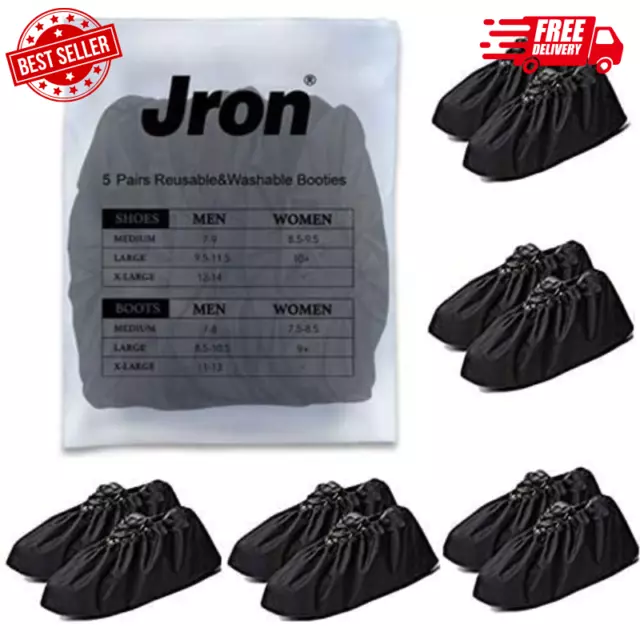 5 Pairs Premium Reusable Washable Shoe Cover Boot Covers Contractors For Boots