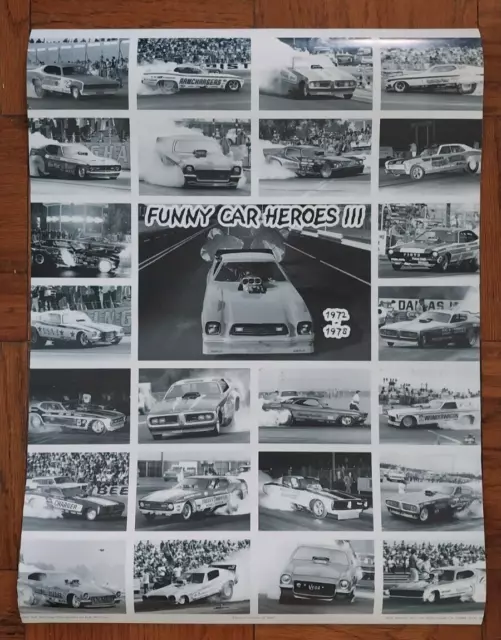 Funny Car Heroes III Poster NHRA Drag Racing 18" x 24" Bob McClurg photographs