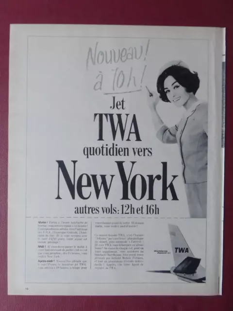 1966 Pub Compagnie Aerienne Twa Airline Hotesse Stewardess Original French Ad