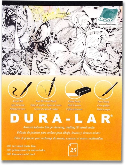 Película duralar mate Grafix 0,005, 9 12 pulgadas, 25 hojas, Mylar, versión original,