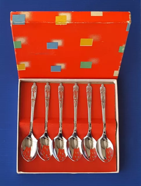 Set of Six Vintage Apostle Spoons Teaspoons Chrome Plated Boxed VGC 2