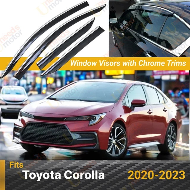 Fit for 20-23 Toyota Corolla Sedan Window Visors Shade Deflector w/ Chrome Trims