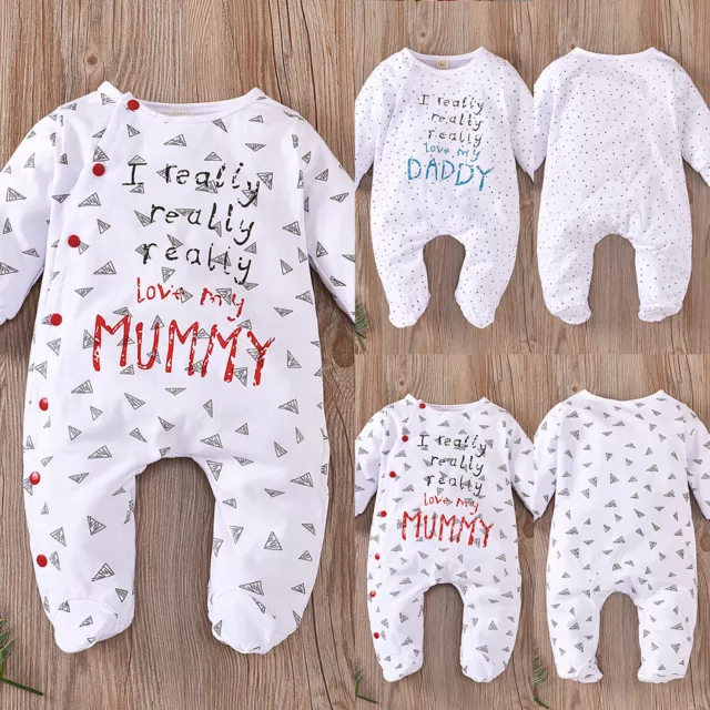 Newborn Baby Boy Girl Long Sleeve Romper Tops Pants Outfits Set Jumpsuit Clothes 3