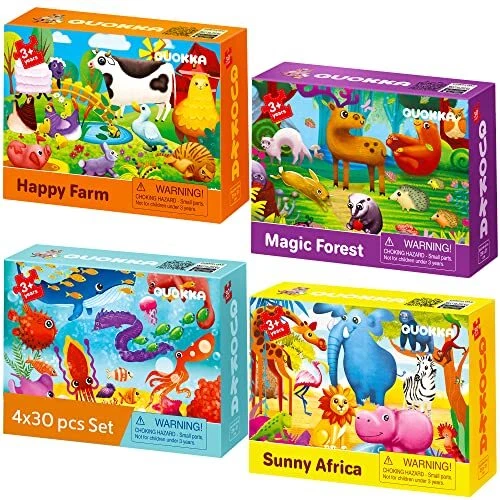 Puzzles for Kids Ages 3-5 by Quokka - 4 x 30 Pieces Toddler Puzzles Ages 2-4 ...
