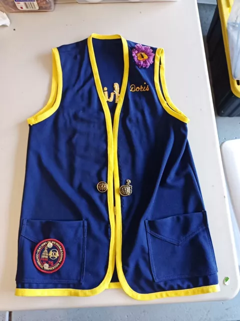 Vintage 1970's Lions Club International Vest & Patch Washington Michigan Doris