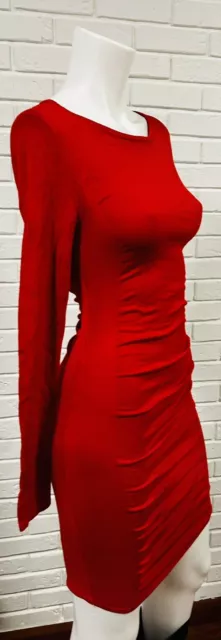 Red Sweater Dress Ruched Long Sleeve By Express Size XS New D5/