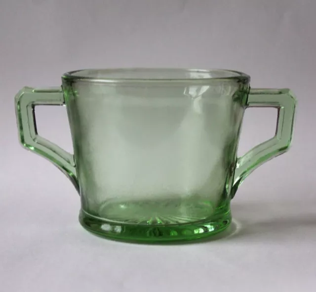 Vintage Crown Crystal Glass Company Green Glass Sugar Bowl Optic Pattern