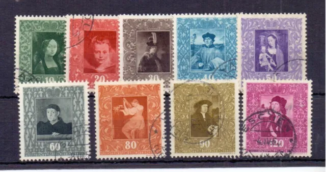 Liechtenstein 1949 Paintings Set ( 9 ) Sg269-77 Fine Used Cat £60