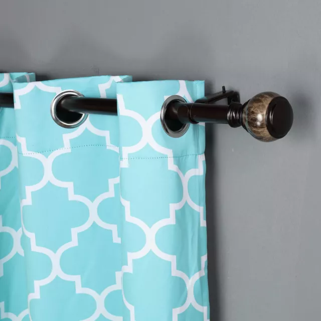 BROWN 42-126" long Adjustable Metal Curtain Rod Set with Marble Finials Sale