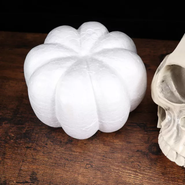 2 White Artificial Pumpkins for Halloween & Thanksgiving Decor
