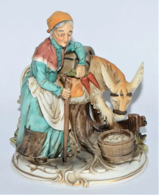 Vtg Lenwile China Adralt Old Lady Caring For Mule Figurine Country Setters