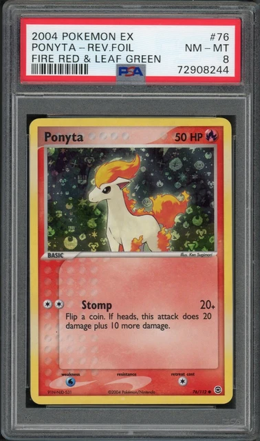 Pokemon PSA NM-MT 8 EX FireRed & LeafGreen REVERSE HOLO Ponyta 76/112