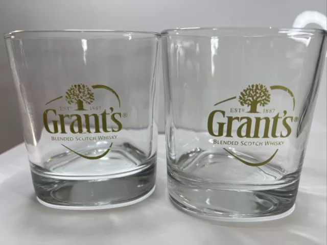 Grant's Blended Scotch Whisky Drinking Glass x 2 Barware Vintage Collectable.