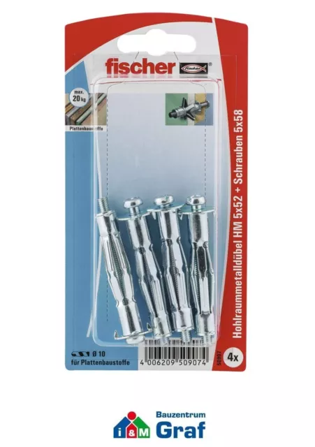 Fischer Cheville Cavité Métallique à Expansion Hm 5x52 S avec Vis, 4 St. #834065