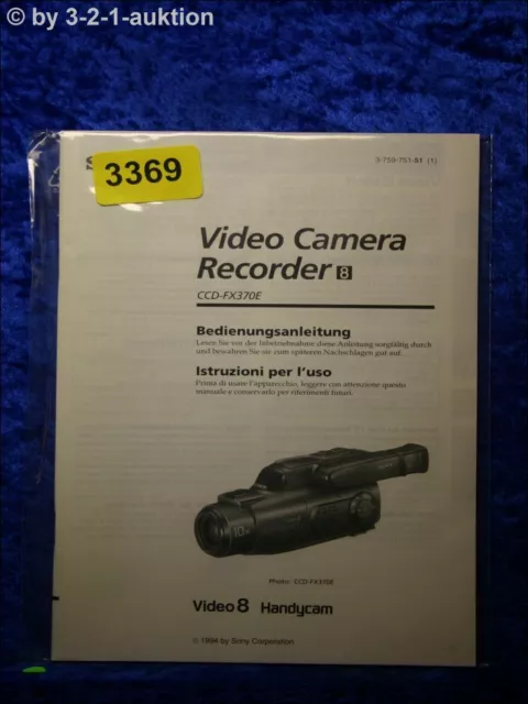 Sony Bedienungsanleitung CCD FX370E Video 8 Camera Recorder (#3369)