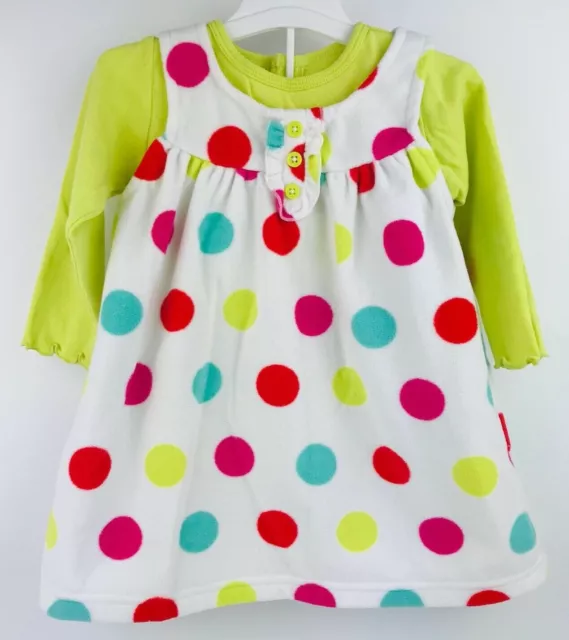 Carters Baby Girl 9 Months Shirt Dress Jumper Set Vintage 3-Piece