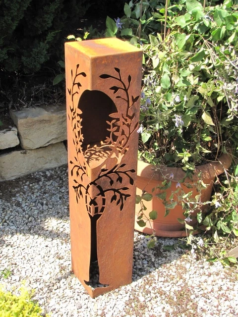 Rost-Säule Mit Hund-Motiv – Gartendeko Aus Edelrost, Ca. 100 Cm Hoch, Handarbeit