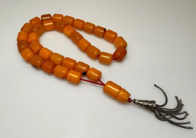 66 Grams Antique Bakelite Rosary Prayer Beads Marbled.