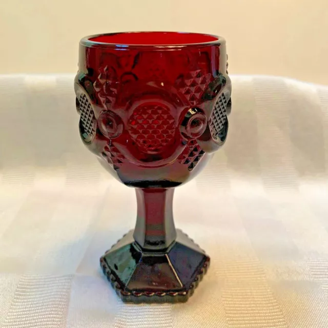 Vintage AVON The 1876 Cape Cod Collection Ruby Red Glass Wine Goblet