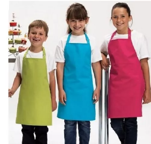 Childrens Childs Kids Girls Boys Plain Polycotton Apron in 12 colours