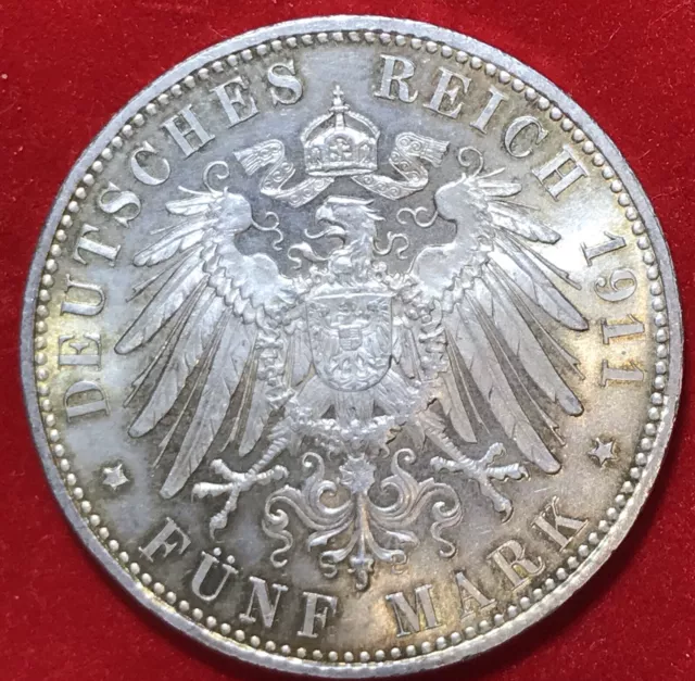 Germania Baviera Principe Regente Leopoldo 5 Mark 1911 D PF63