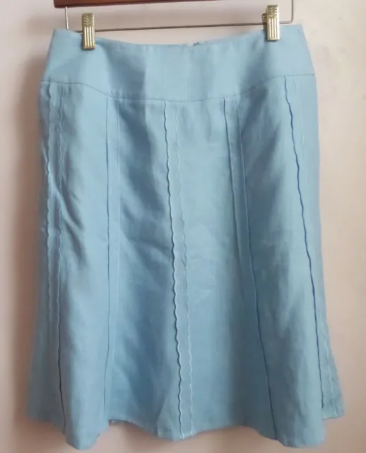 Ann Taylor Light Blue Fully Lined Linen Skirt with Back Zip Closure Size 4