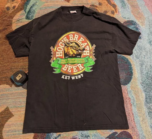 Vintage 90s Hog's Breath Saloon Beer T-Shirt Key West Florida Black Sz L Vintage 90s Hog's Breath Saloon Beer T-Shirt Key West Florida Black Sz L