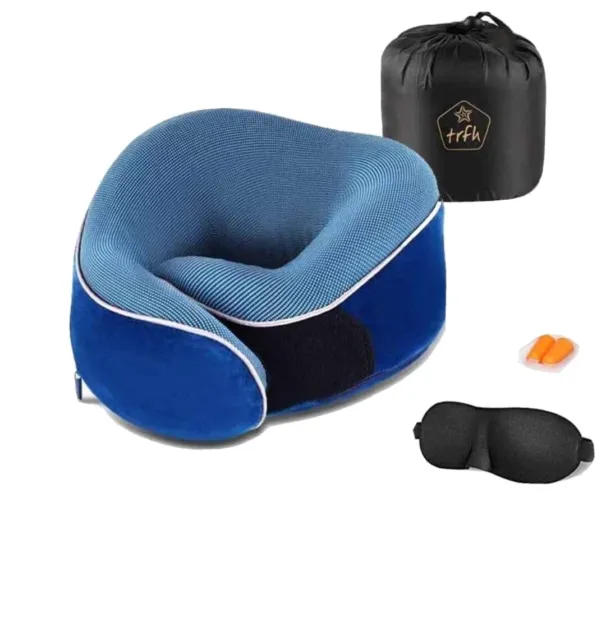 Travel Pillow 100% Pure Memory Foam Neck Cushion Head Neck Support Mask Earplug