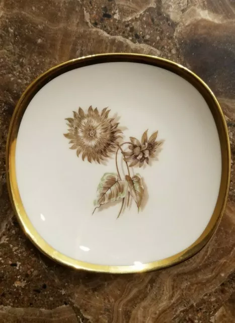 Alboth & Kaiser Alka Kunst Bavaria Sonnenblume Gold Floral 6 Appetizer Plates