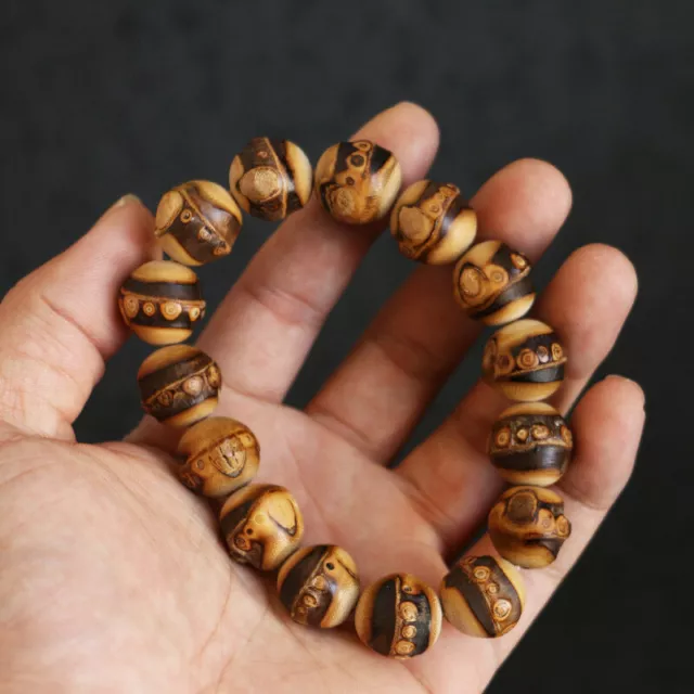 12MM Collect Chinese Fine Old Purple Bamboo Root Handmade Round Beads Bracelet