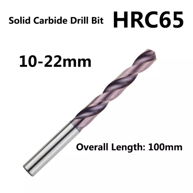 1PC 10mm-22mmx100mm HRC65 Solid Carbide Drill Bit For Hard Alloy Stainless Steel