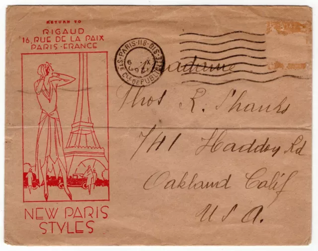 1931 (?) Enveloppe Mailing France : « Nouveaux Styles Paris » [Illustré]