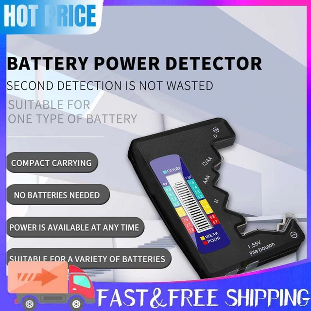 Battery Detector ABS Plastic for C D N AA AAA 9V 1.5V Button Cell (Black)