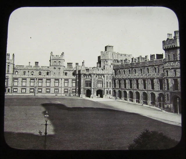 GWW Glas magische Laterne Rutsche WINDSOR CASTLE - VIERECK C1890 KÖNIGLICHKEIT