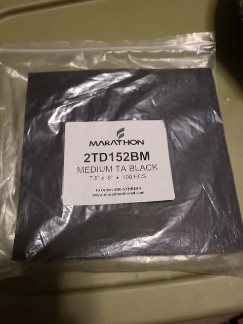 Máquina de bordar/desgarrar NEGRA estabilizador cuadrados de respaldo 7,5"" x8"" 100 piezas