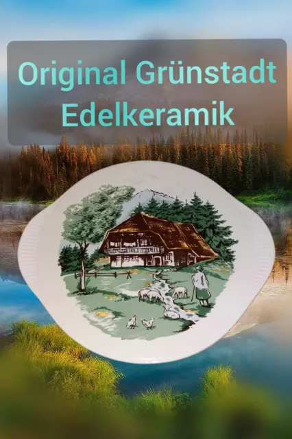 NEUWERTIG! Tortenplatte Kuchenplatte Grünstadt Edelkeramik handbemalt Vintage